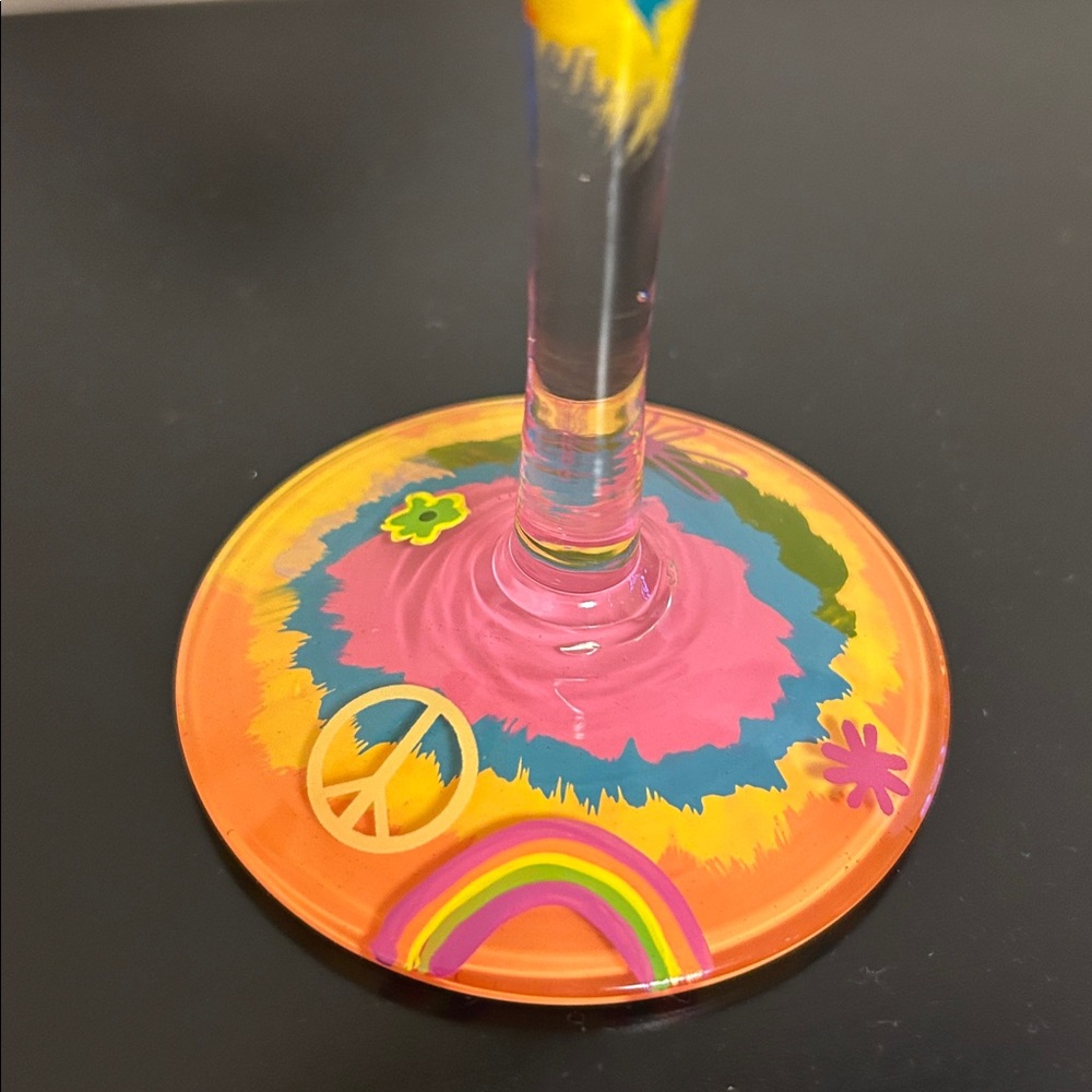 Lolita Hand-Painted Tie-Dye Martini Glass in Yellow, Pink, Blue, Orange - Picture 2 of 4
